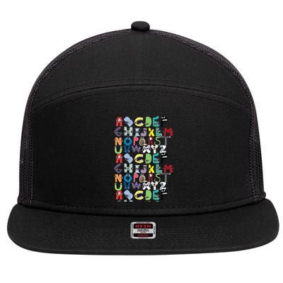 Villain Letter Abc Costume Boys Matching Evil Alphabet Lore 7 Panel Mesh Trucker Snapback Hat