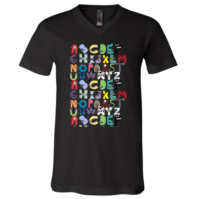 Villain Letter Abc Costume Boys Matching Evil Alphabet Lore V-Neck T-Shirt