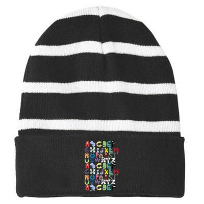 Villain Letter Abc Costume Boys Matching Evil Alphabet Lore Striped Beanie with Solid Band