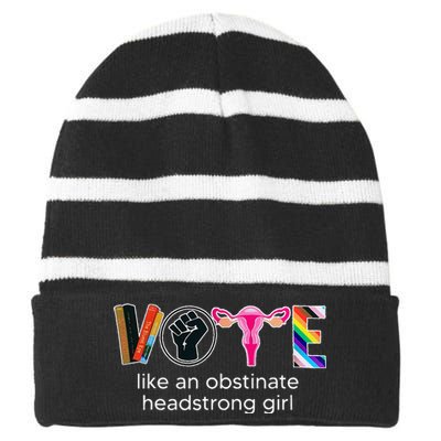 Vote Like An Obstinate Headstrong Feminist Striped Beanie with Solid Band