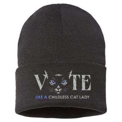 Vote Like A Childless Cat Lady Election 2024 Cat Ladies Gift Sustainable Knit Beanie