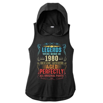 Vintage Legend Born In 1980 43rd Birthday 43 Years Old Ladies PosiCharge Tri-Blend Wicking Draft Hoodie Tank