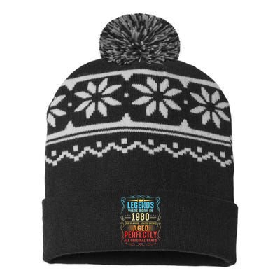 Vintage Legend Born In 1980 43rd Birthday 43 Years Old USA-Made Snowflake Beanie