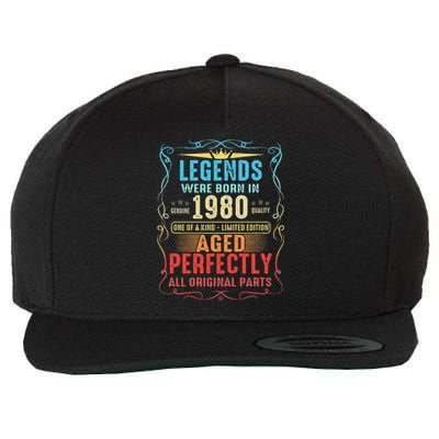 Vintage Legend Born In 1980 43rd Birthday 43 Years Old Wool Snapback Cap