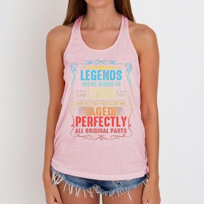 Vintage Legend Born In 1980 43rd Birthday 43 Years Old Women's Knotted Racerback Tank