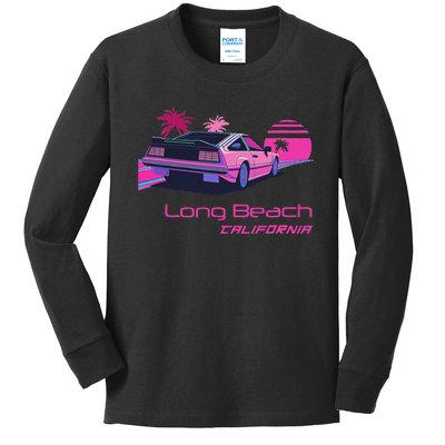 Vintage Long Beach California Kids Long Sleeve Shirt