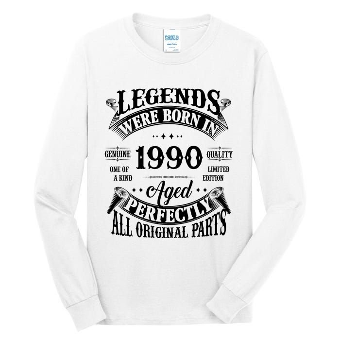 Vintage Legends Born In 1990 34 Years Old Tall Long Sleeve T-Shirt