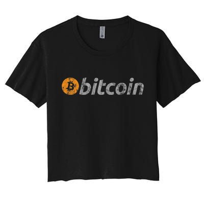 Vintage Look Bitcoin Logo Crop Top