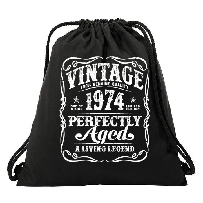 Vintage Legends Born In 1974 Classic 50th Birthday Drawstring Bag