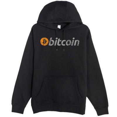Vintage Look Bitcoin Logo Premium Pullover Hoodie