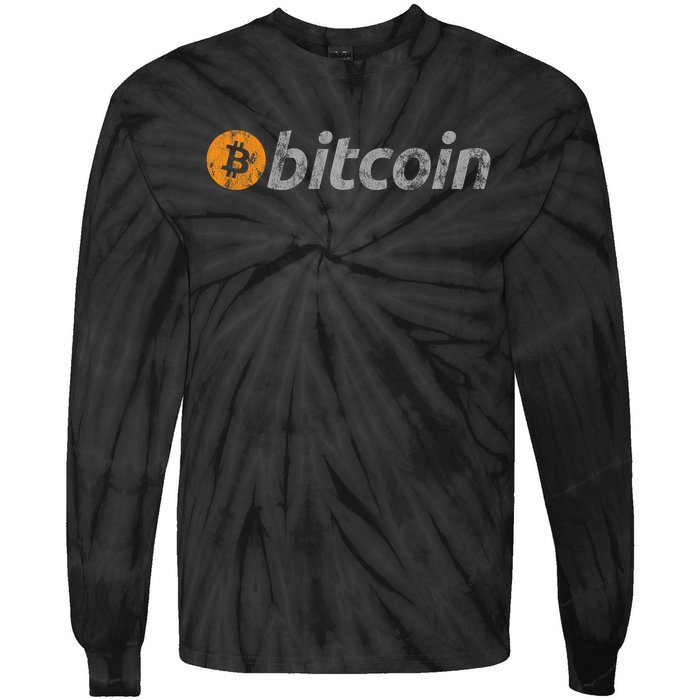 Vintage Look Bitcoin Logo Tie-Dye Long Sleeve Shirt