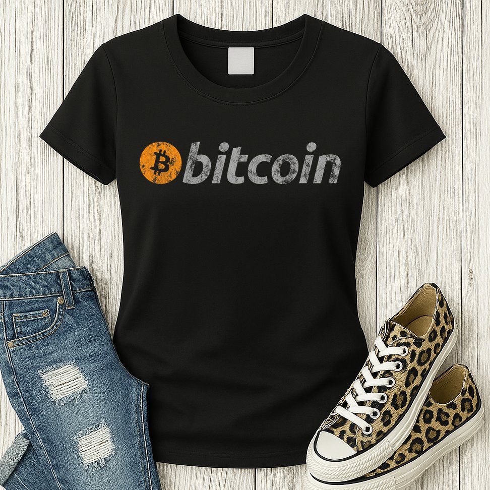 Vintage Look Bitcoin Logo Womens T-Shirt