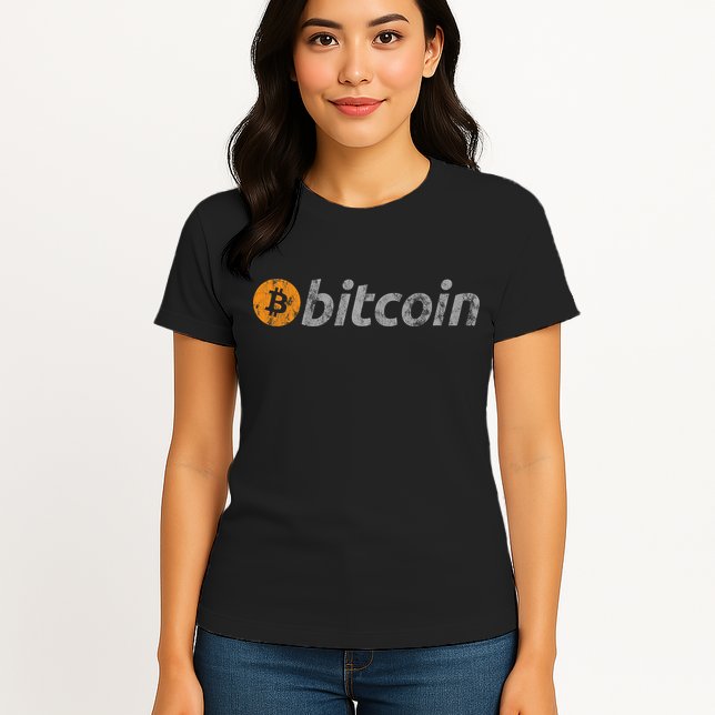 Vintage Look Bitcoin Logo Womens T-Shirt