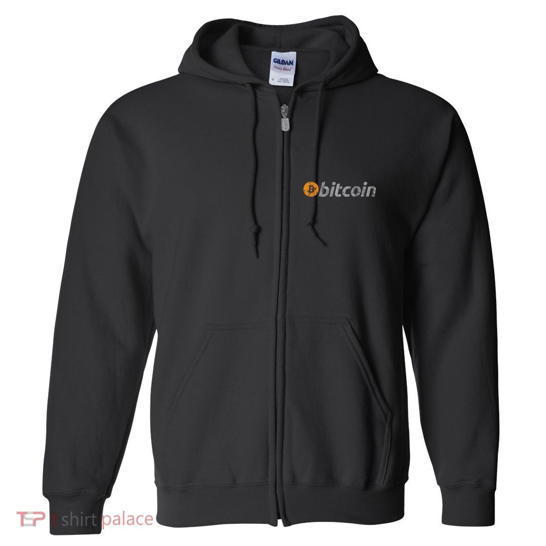 Vintage Look Bitcoin Logo Full Zip Hoodie