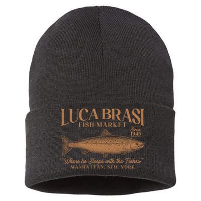 Vintage Luca Brasi Fish Market Since 1945 Where He Sleeps With The Fishes Sustainable Knit Beanie