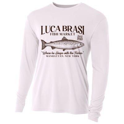Vintage Luca Brasi Fish Market Since 1945 Where He Sleeps With The Fishes Cooling Performance Long Sleeve Crew