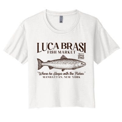 Vintage Luca Brasi Fish Market Since 1945 Where He Sleeps With The Fishes Crop Top