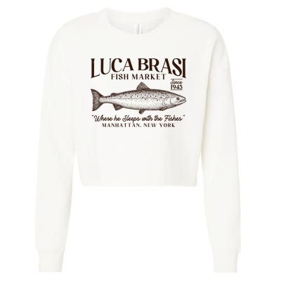 Vintage Luca Brasi Fish Market Since 1945 Where He Sleeps With The Fishes Cropped Pullover Crew