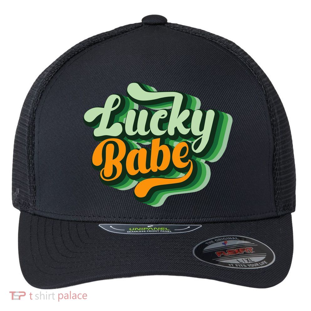 Vintage Lucky Babe Tie Dye St Patrick's Day Irish Cool Gift Flexfit Unipanel Trucker Cap