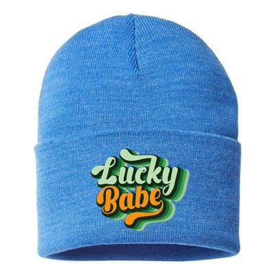 Vintage Lucky Babe Tie Dye St Patrick's Day Irish Cool Gift Sustainable Knit Beanie