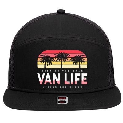 Van Life Clothing Retro Vintage Van Dwellers Vanlife Nomads 7 Panel Mesh Trucker Snapback Hat