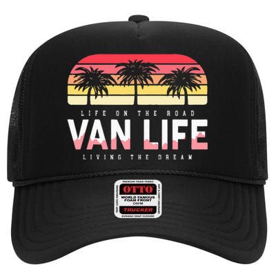 Van Life Clothing Retro Vintage Van Dwellers Vanlife Nomads High Crown Mesh Back Trucker Hat