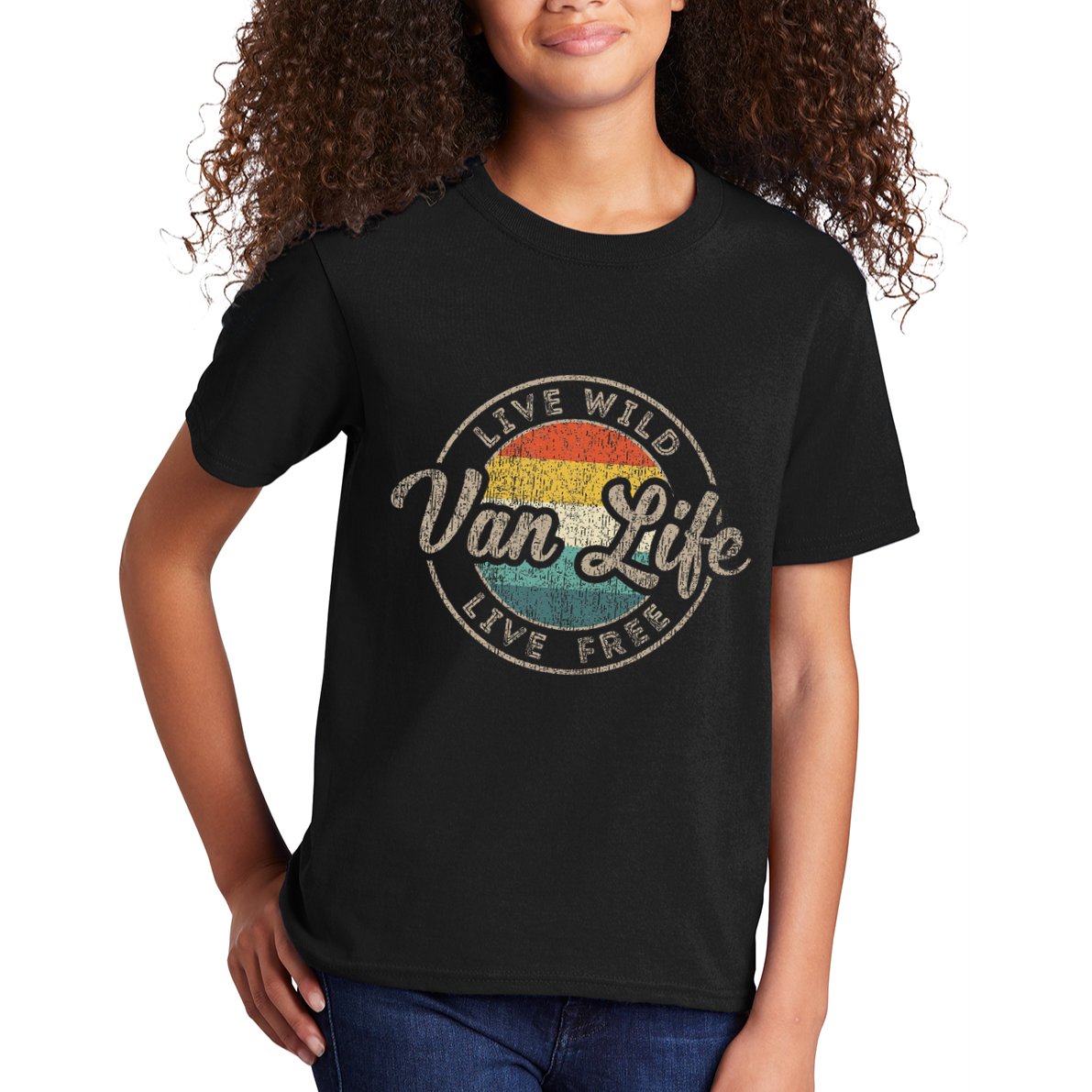 Van Life Clothing Retro Vintage Van Dwellers Vanlife Nomads Kids T-Shirt