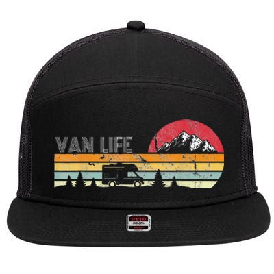 Van Life Clothing Retro Vintage Van Dwellers Vanlife Nomads 7 Panel Mesh Trucker Snapback Hat