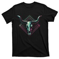 Vaporwave Longhorn Cow Cattle Skull Art 80s 90s T-Shirt