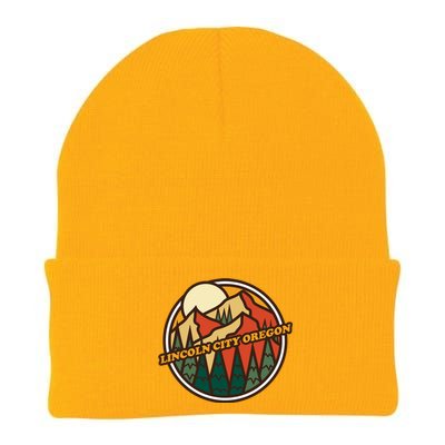 Vintage Lincoln City Oregon Mountain Hiking Souvenir Print Meaningful Gift Knit Cap Winter Beanie