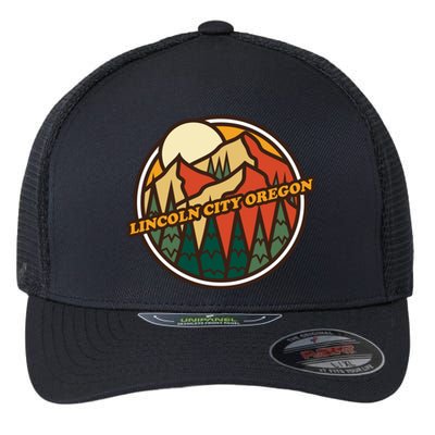 Vintage Lincoln City Oregon Mountain Hiking Souvenir Print Meaningful Gift Flexfit Unipanel Trucker Cap