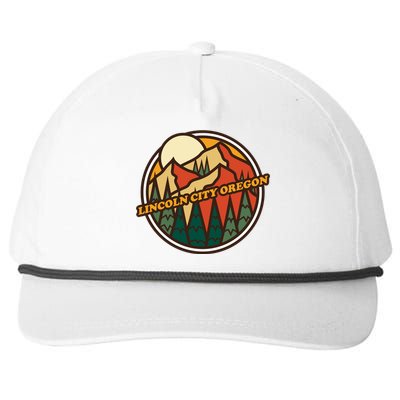 Vintage Lincoln City Oregon Mountain Hiking Souvenir Print Meaningful Gift Snapback Five-Panel Rope Hat