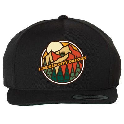 Vintage Lincoln City Oregon Mountain Hiking Souvenir Print Meaningful Gift Wool Snapback Cap