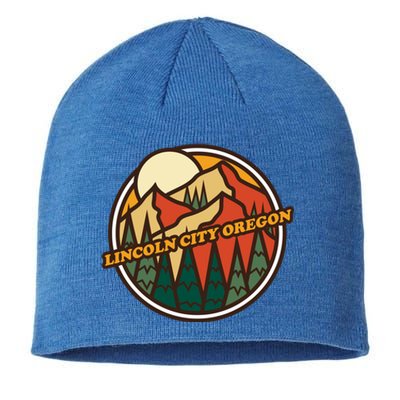 Vintage Lincoln City Oregon Mountain Hiking Souvenir Print Meaningful Gift Sustainable Beanie