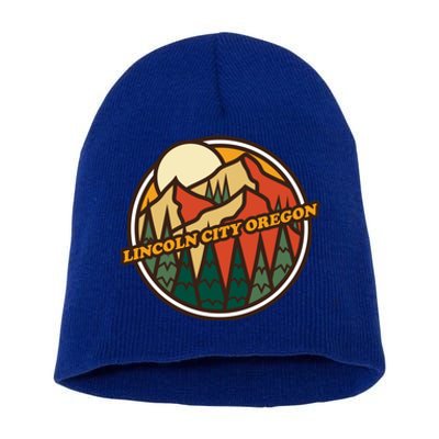 Vintage Lincoln City Oregon Mountain Hiking Souvenir Print Meaningful Gift Short Acrylic Beanie