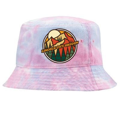 Vintage Lincoln City Oregon Mountain Hiking Souvenir Print Meaningful Gift Tie-Dyed Bucket Hat