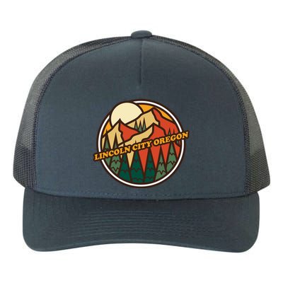 Vintage Lincoln City Oregon Mountain Hiking Souvenir Print Meaningful Gift Yupoong Adult 5-Panel Trucker Hat