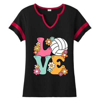 Volleyball Love Cute Volleyball Lover Wo Teens Girl Ladies Halftime Notch Neck Tee