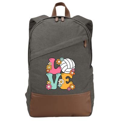 Volleyball Love Cute Volleyball Lover Wo Teens Girl Cotton Canvas Backpack