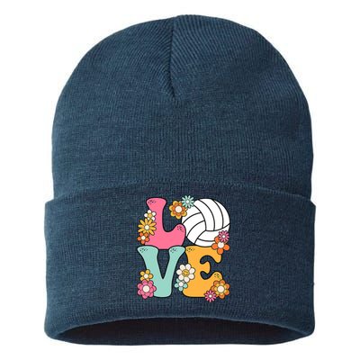 Volleyball Love Cute Volleyball Lover Wo Teens Girl Sustainable Knit Beanie