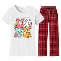 Volleyball Love Cute Volleyball Lover Wo Teens Girl Women's Flannel Pajama Set