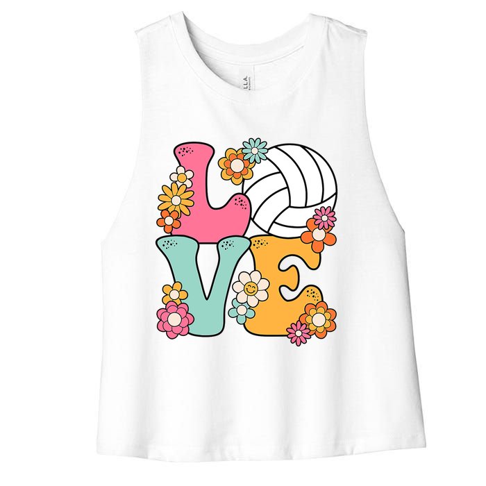 Volleyball Love Cute Volleyball Lover Wo Teens Girl Women's Racerback Cropped Tank