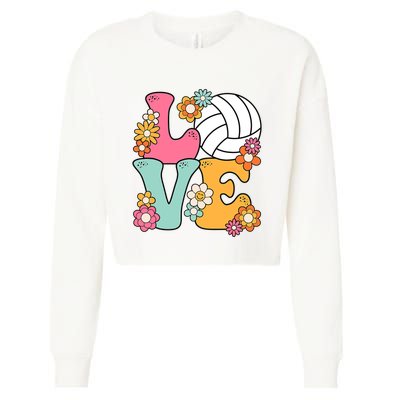 Volleyball Love Cute Volleyball Lover Wo Teens Girl Cropped Pullover Crew