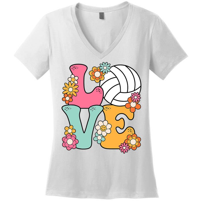 Volleyball Love Cute Volleyball Lover Wo Teens Girl Women's V-Neck T-Shirt