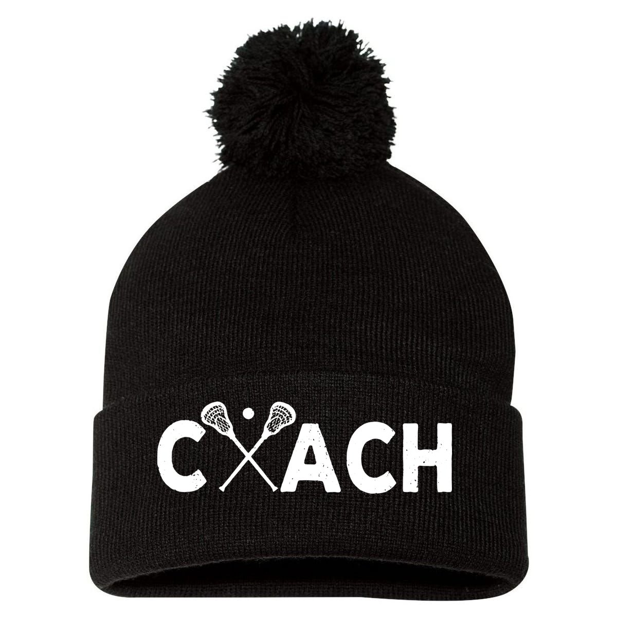 Vintage Lacrosse Coach Lacrosse Team Coach Retro Pom Pom 12in Knit Beanie