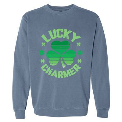 Vintage LUCKY CHARMER Shamrock St Patrick's Day Garment-Dyed Sweatshirt