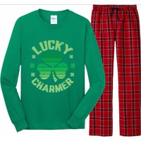 Vintage LUCKY CHARMER Shamrock St Patrick's Day Long Sleeve Pajama Set