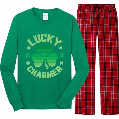 Vintage LUCKY CHARMER Shamrock St Patrick's Day Long Sleeve Pajama Set