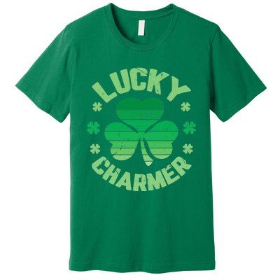 Vintage LUCKY CHARMER Shamrock St Patrick's Day Premium T-Shirt