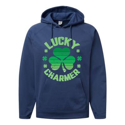 Vintage LUCKY CHARMER Shamrock St Patrick's Day Performance Fleece Hoodie